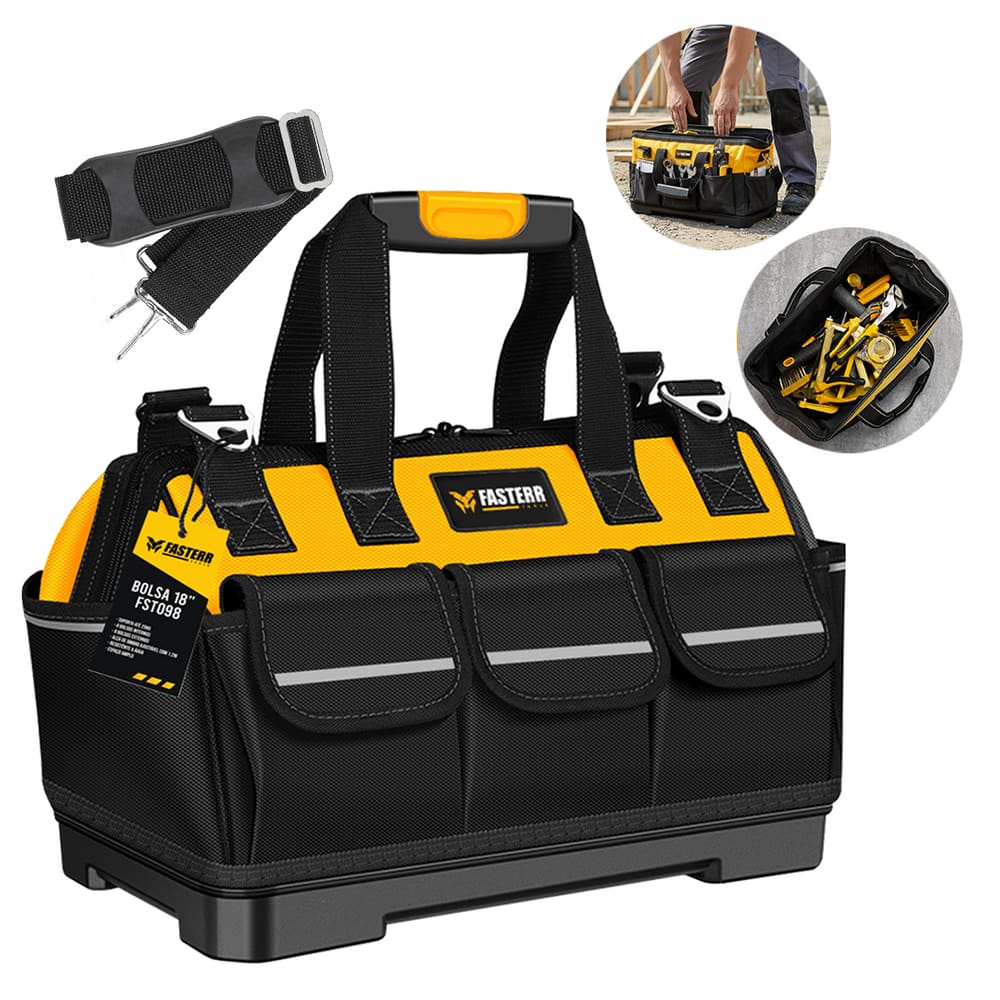 Bolsa Lona 18” Premium 16 Bolsos Reforçada Para Ferramentas Fasterr - FST098