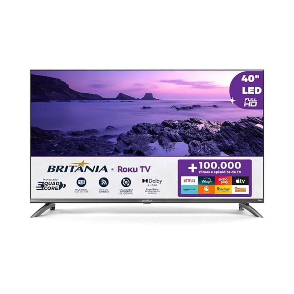 Smart TV 40” Britânia Roku TV LED Dolby Audio