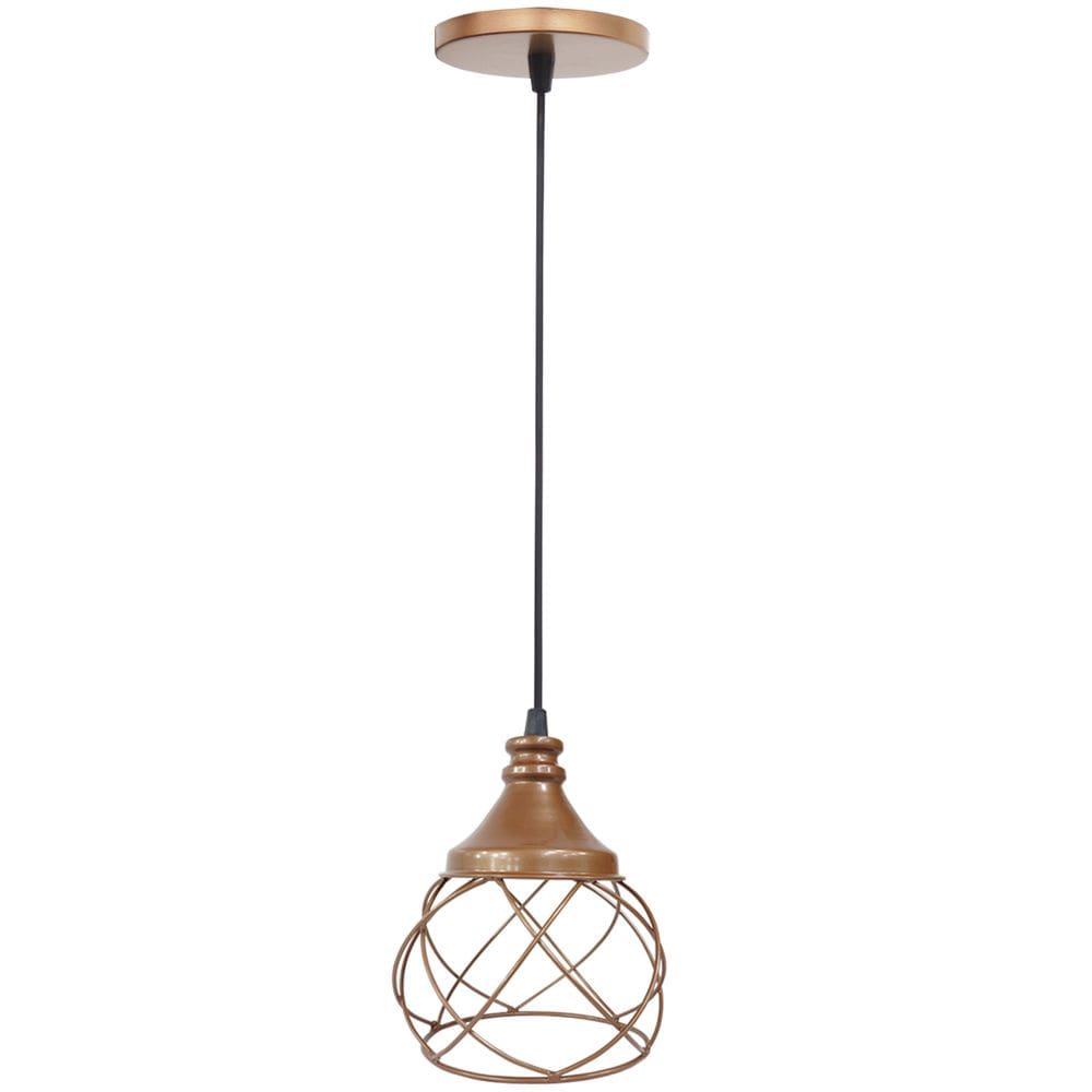 Pendente Aramado E s f e r a B a l o n ê Cobre Rose Gold Lustre Luminária Teto Regulável Sala Cozinha