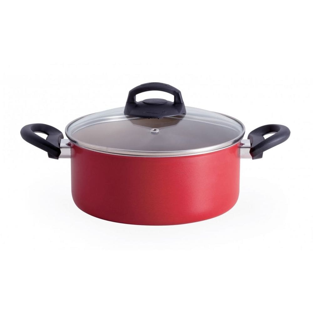 Caçarola Panela Antiaderente Vermelha 20cm Alegrete Enjoy Tampa de Vidro Temperado com Vaporizador