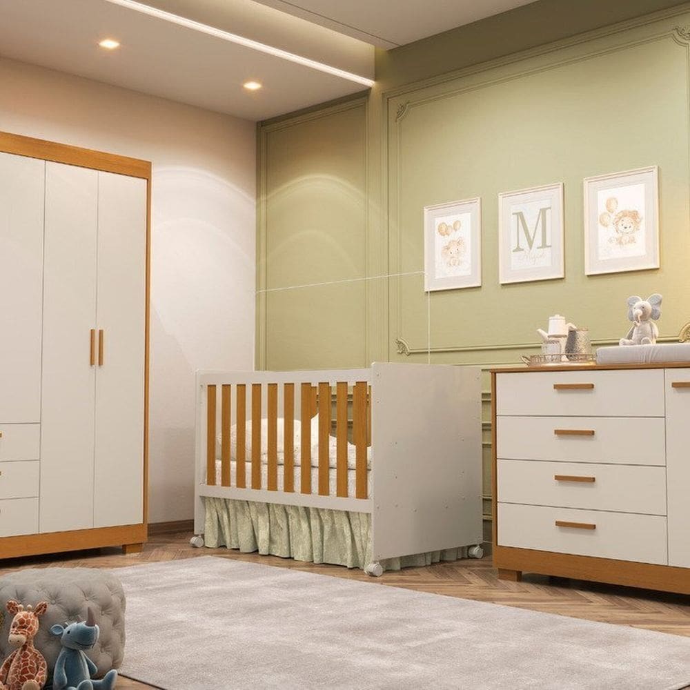 Quarto Completo Zaki com Berço 3 em 1 Katatau Areia Fosco / Savana