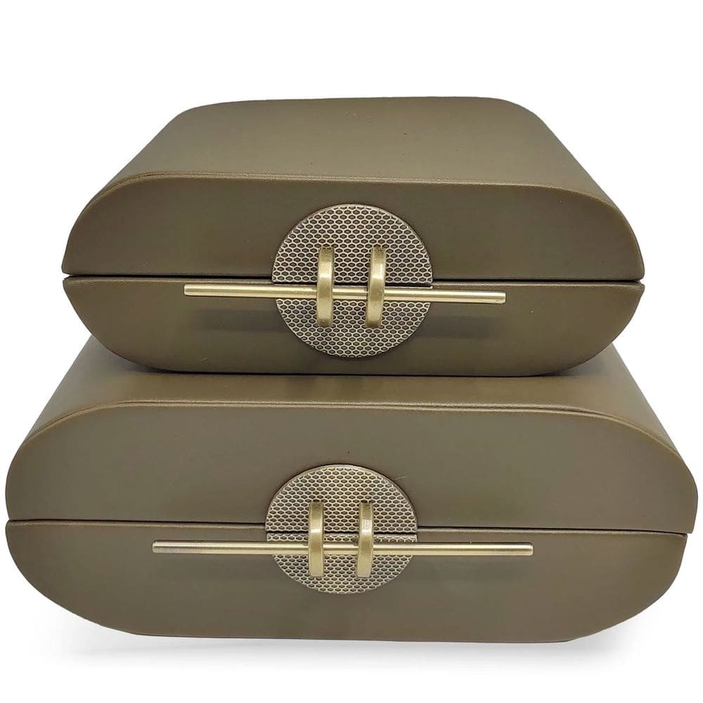Conjunto 2 Caixas Decorativas em Couro Sintético Verde AL0065 BTC