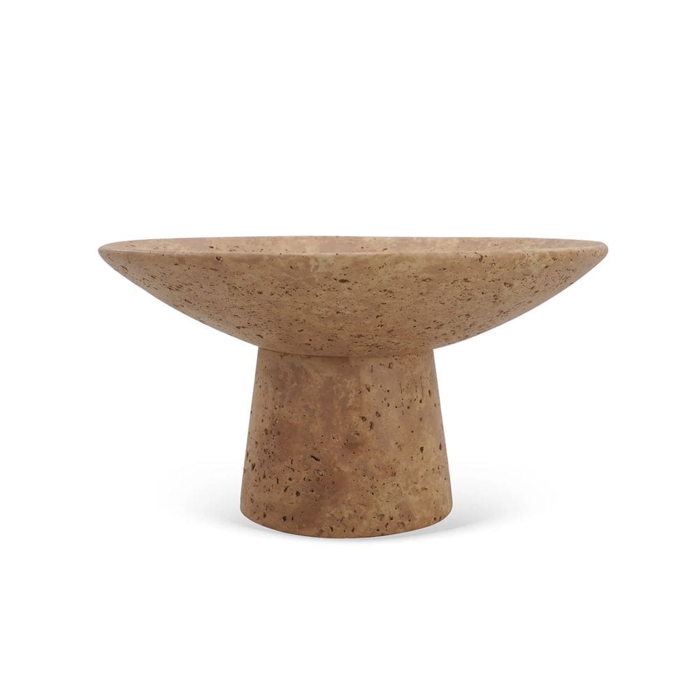 Centro de Mesa Decorativo em Cimento Estilo Travertino Bege 20cm KU0099 BTC