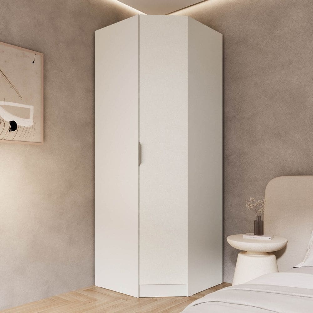 Guarda Roupa Modulado 100% Mdf de Canto Oblíquo Orion Cabecasa Madeiraoriginals Aveia/Linho