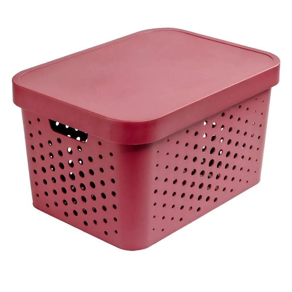 Cesto Organizador com Tampa 17L Marsala 241 - Mixxnova