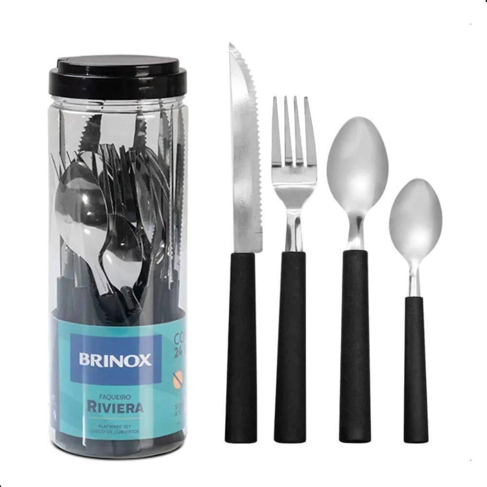 Faqueiro Riviera 24 peças com Cabo Preto 6025712 - Brinox