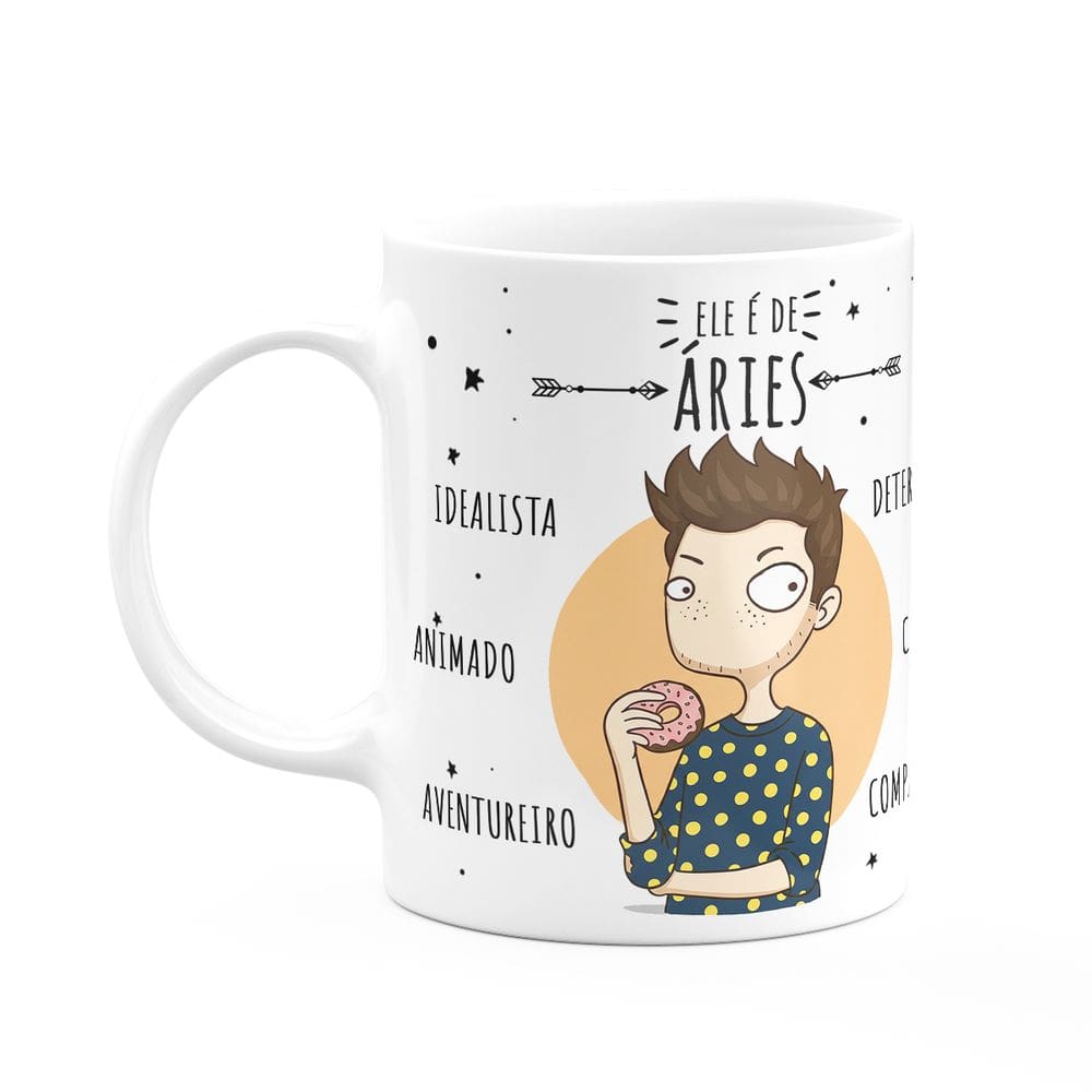 Caneca Signos Cartoon - Ele é de Áries - 325ml
