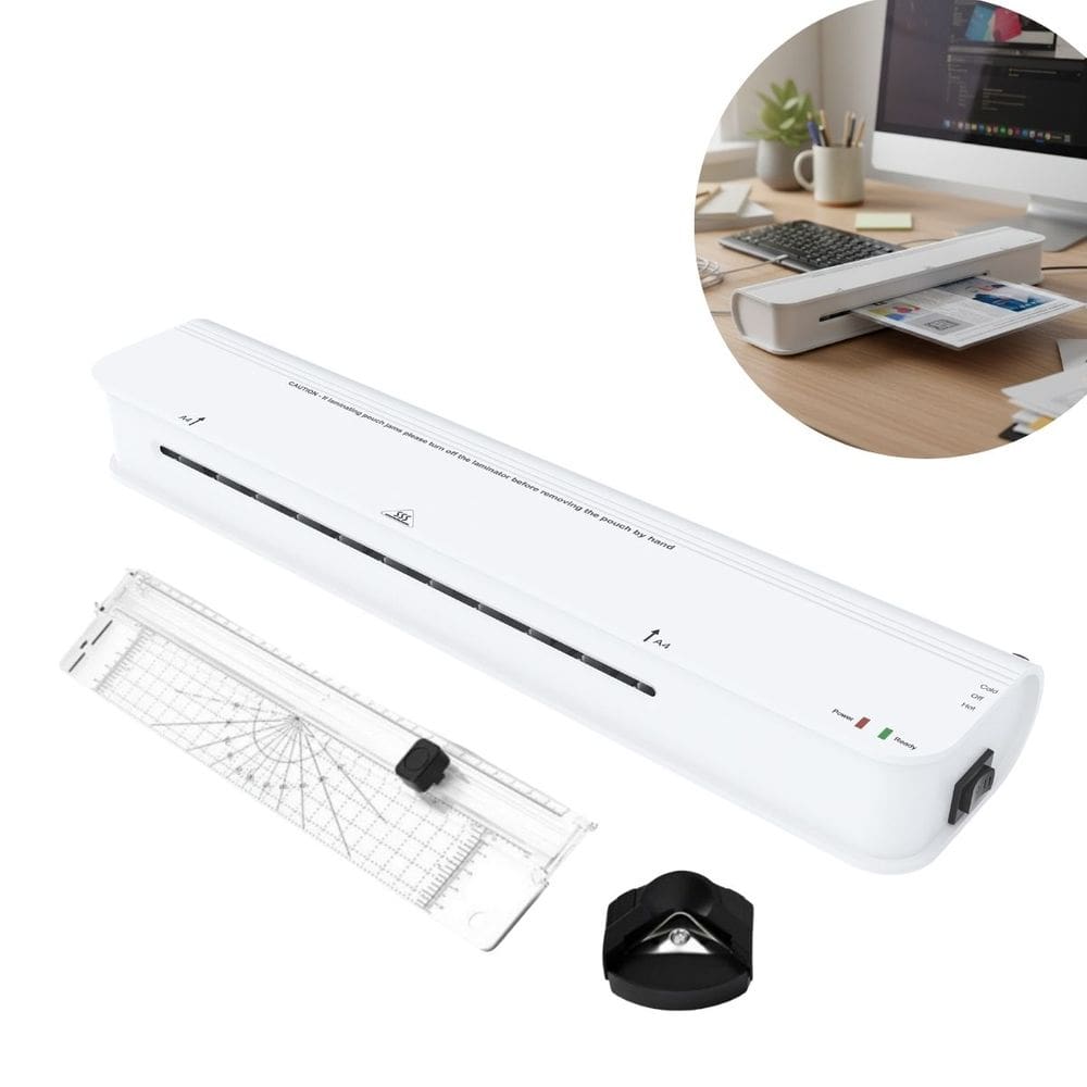 Plastificadora Laminadora A4 A5 A6 300W Quente Frio Guilhotina e Acabamento Branca 110V Importway