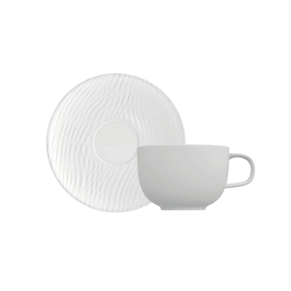 Kit 6 Xícara Café Pires Dunas Branco Fosco Germer Porcelanas