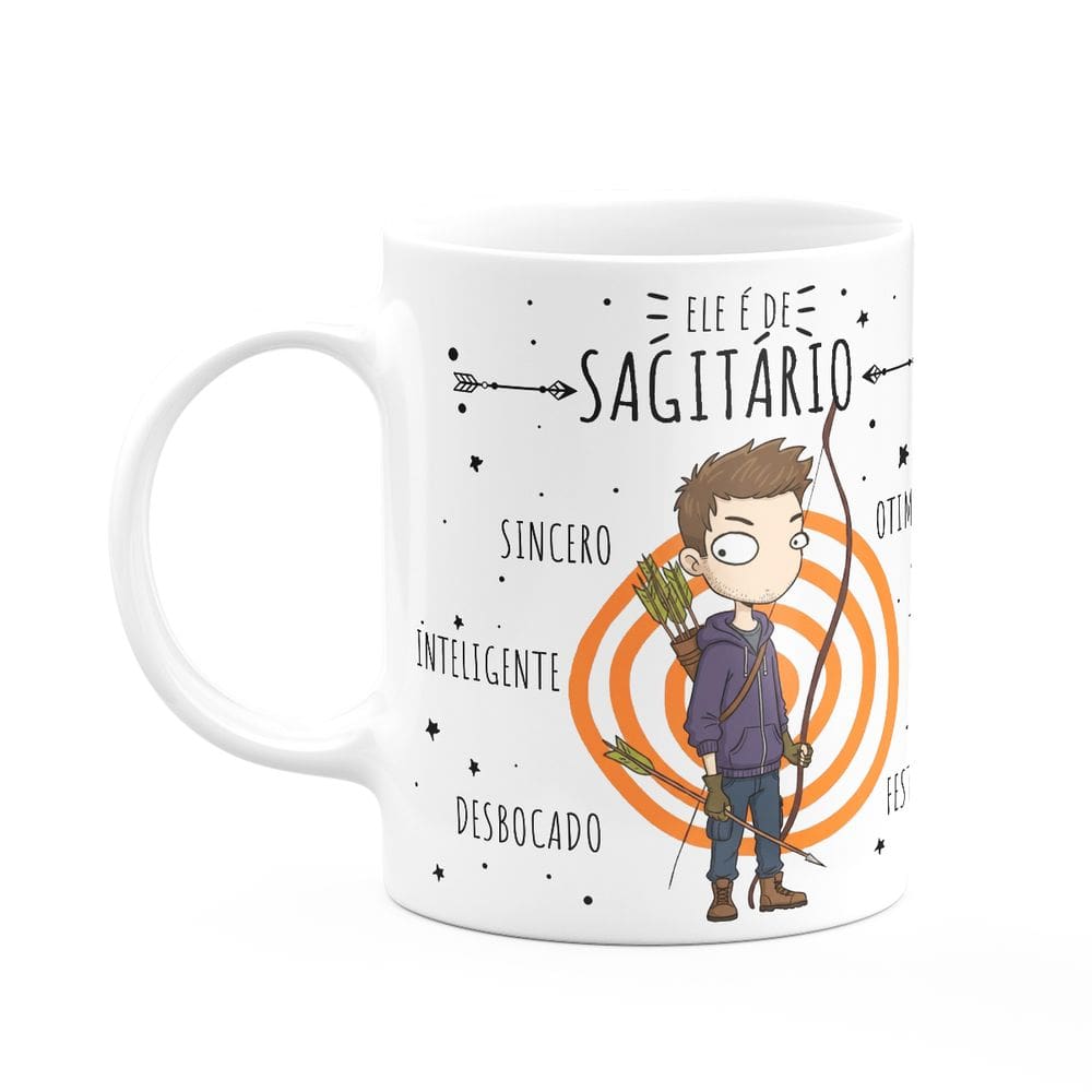 Caneca Signos Cartoon - Ele é de Sagitário - 325ml