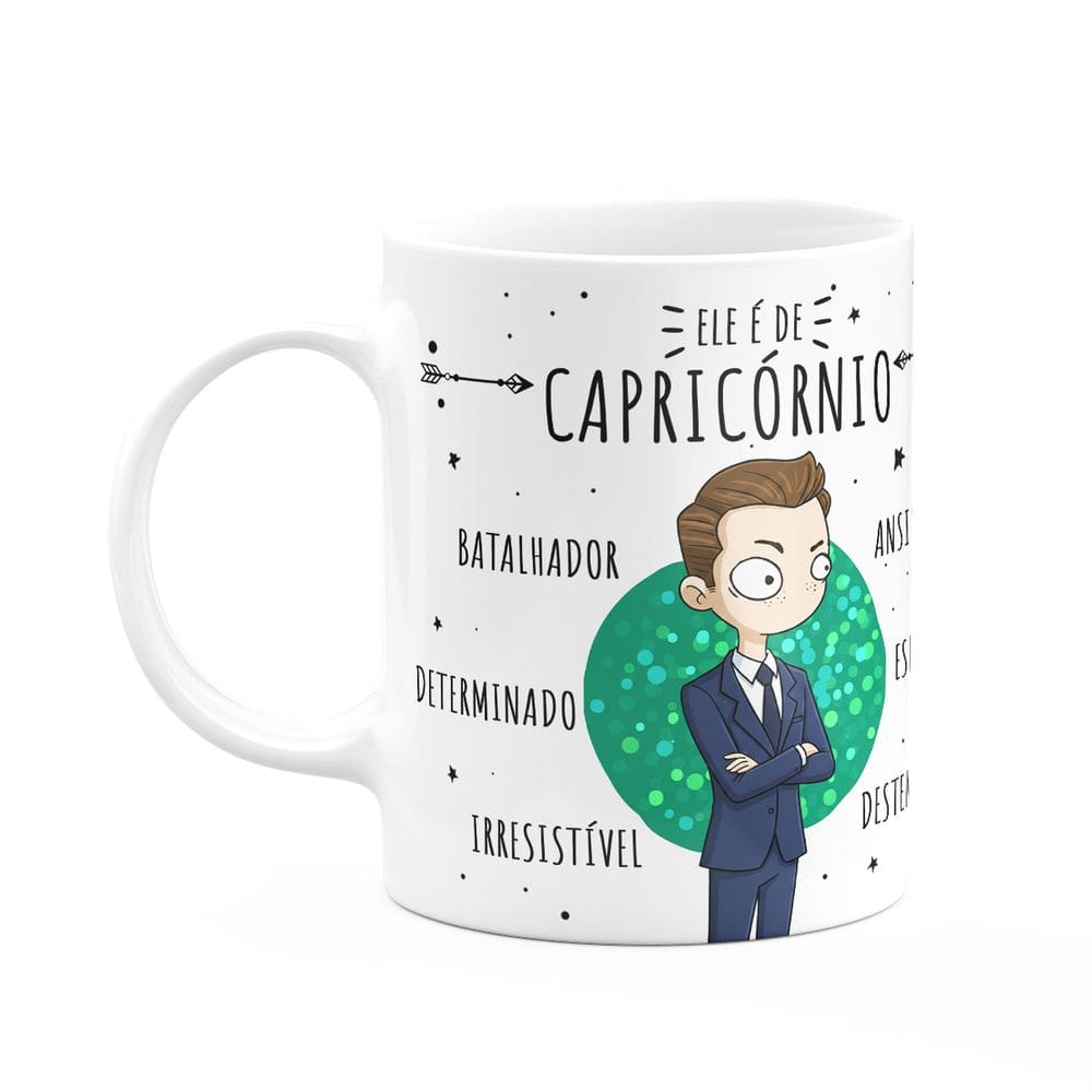 Caneca Signos Cartoon - Ele é de Capricórnio - 325ml