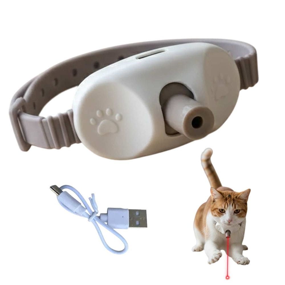 Coleira Laser Interativa Colar Pet Animal Gato Brinquedo Diversao Pratico Recarregavel Usb Portatil