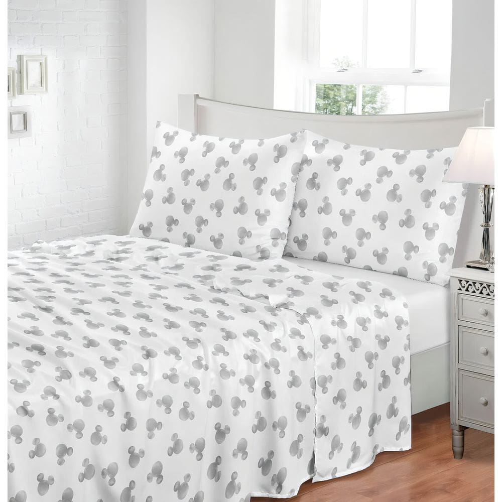 Jogo De Lençol Queen Jolitex Toque de Seda 300 Fios Mickey 4 Pçs