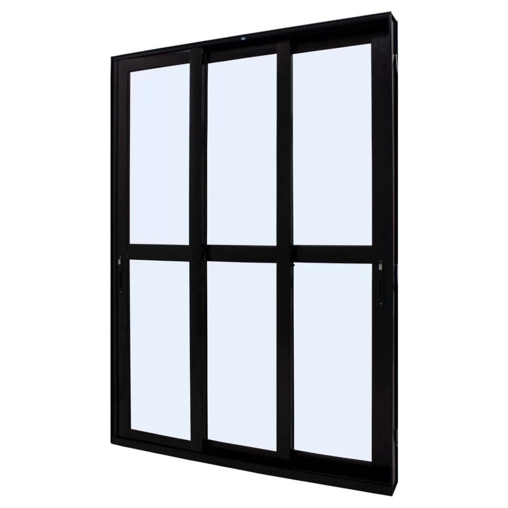 Porta de Correr Perfecta 3 Folhas Liso 215x200cm Preto - 1078-5602 - JAP