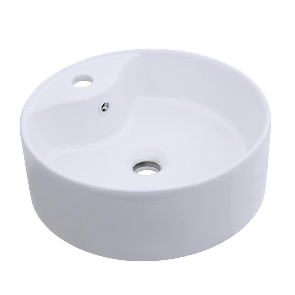 Cuba de Apoio Sem Válvula para Banheiro Redonda Louça Cerâmica Ametista Pingoo.casa - Branco