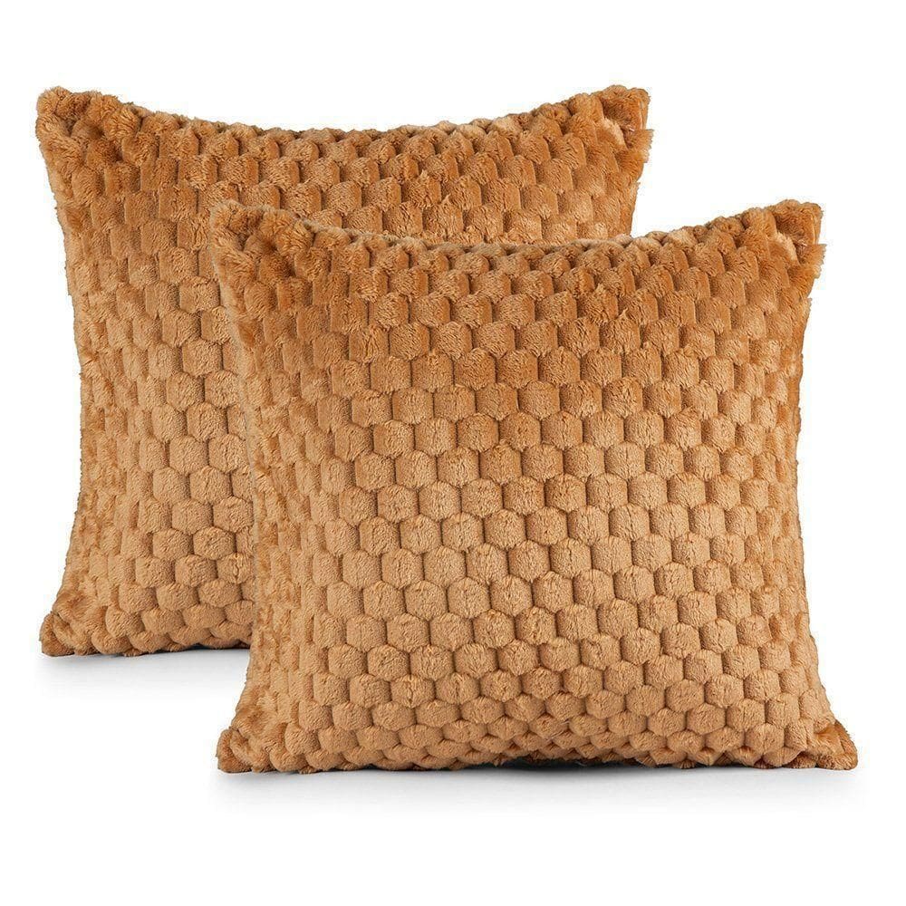 Kit 02 Capas De Almofadas Marshmallow 45cm X 45cm 100% Poliéster - Caramelo