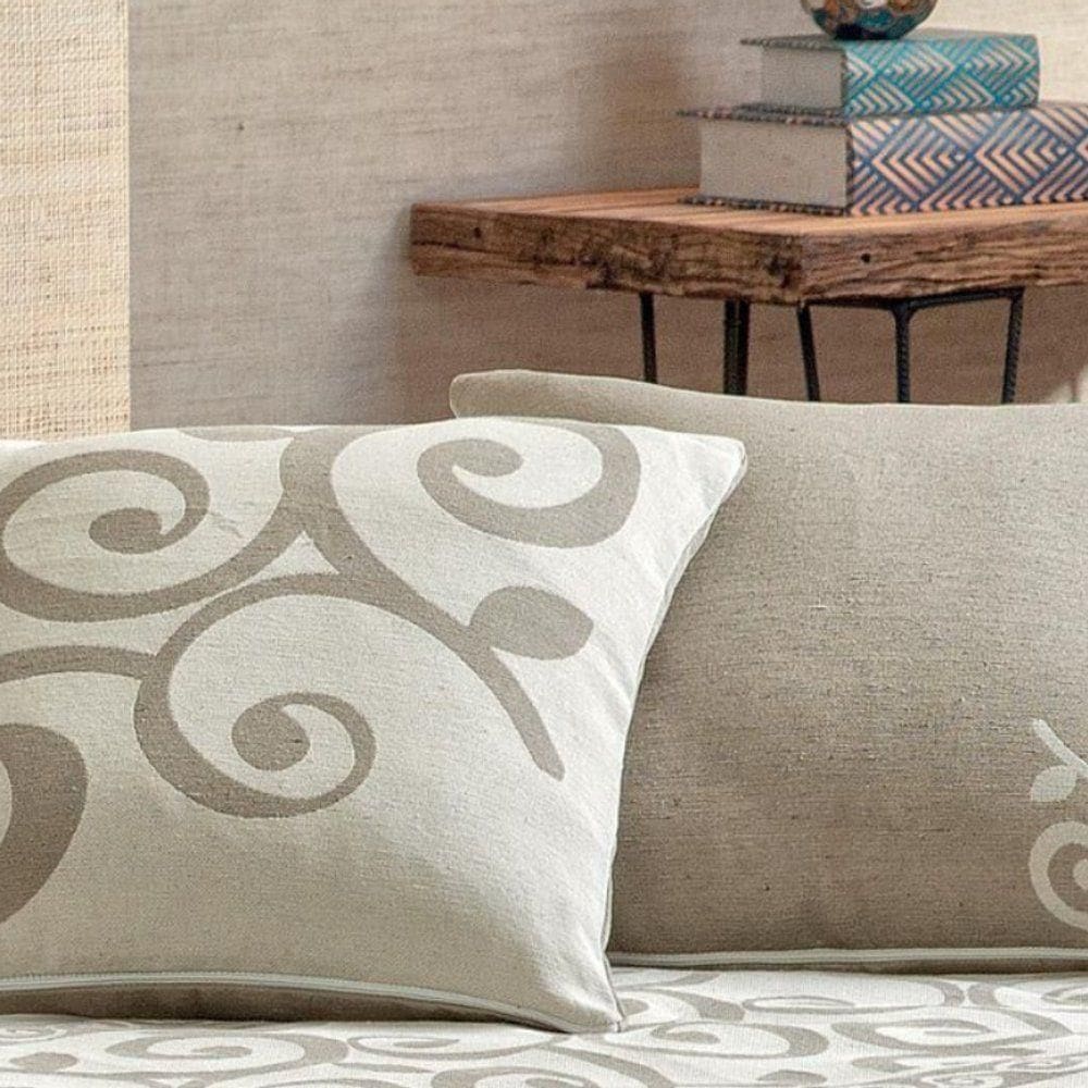 Capa De Almofada Decorativa Turin Quadrada 1 Peça 58% Algodão / 42% Poliéster - Arabesco Bege