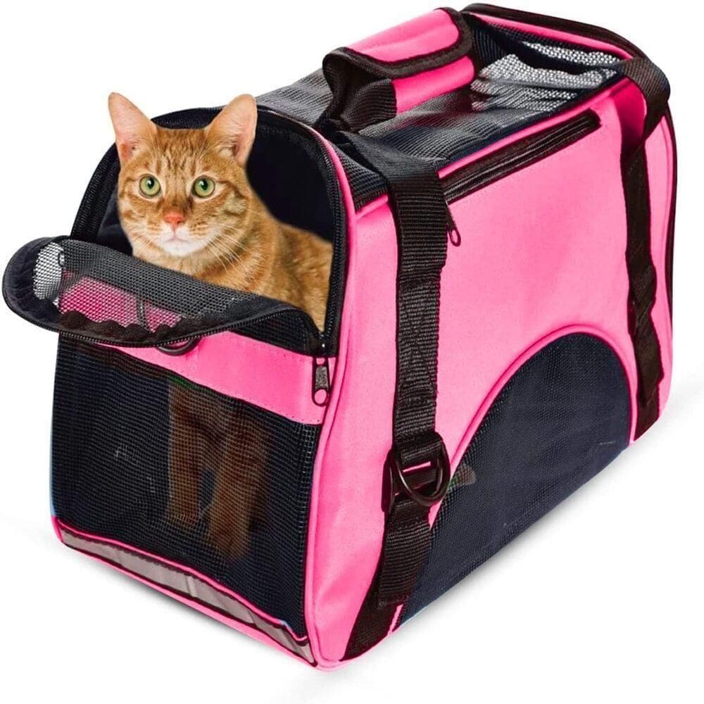 Bolsa Transporte Cachorro Gato Mochila Pet Canguru Caes Dobravel Mala Rosa