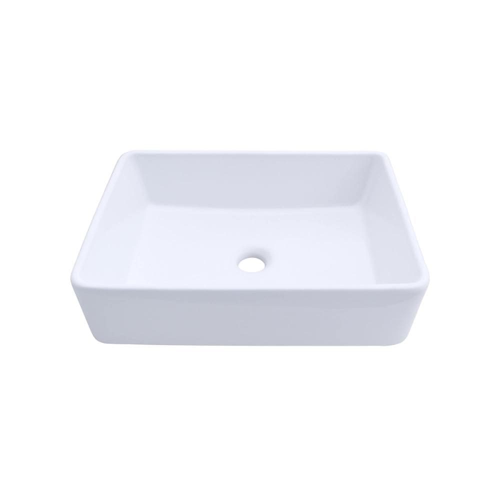 Cuba de Apoio para Banheiro Sem Válvula Retangular Louça Cerâmica Hematita Pingoo.casa - Branco