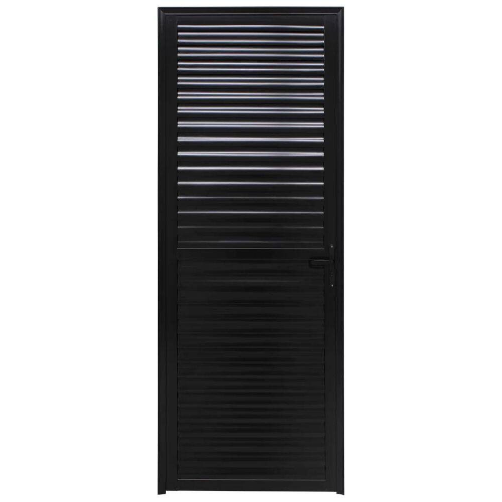 Porta de Giro com Veneziana Caribe 215x80cm Esquerda Vedada Preta - 1065-5607 - JAP