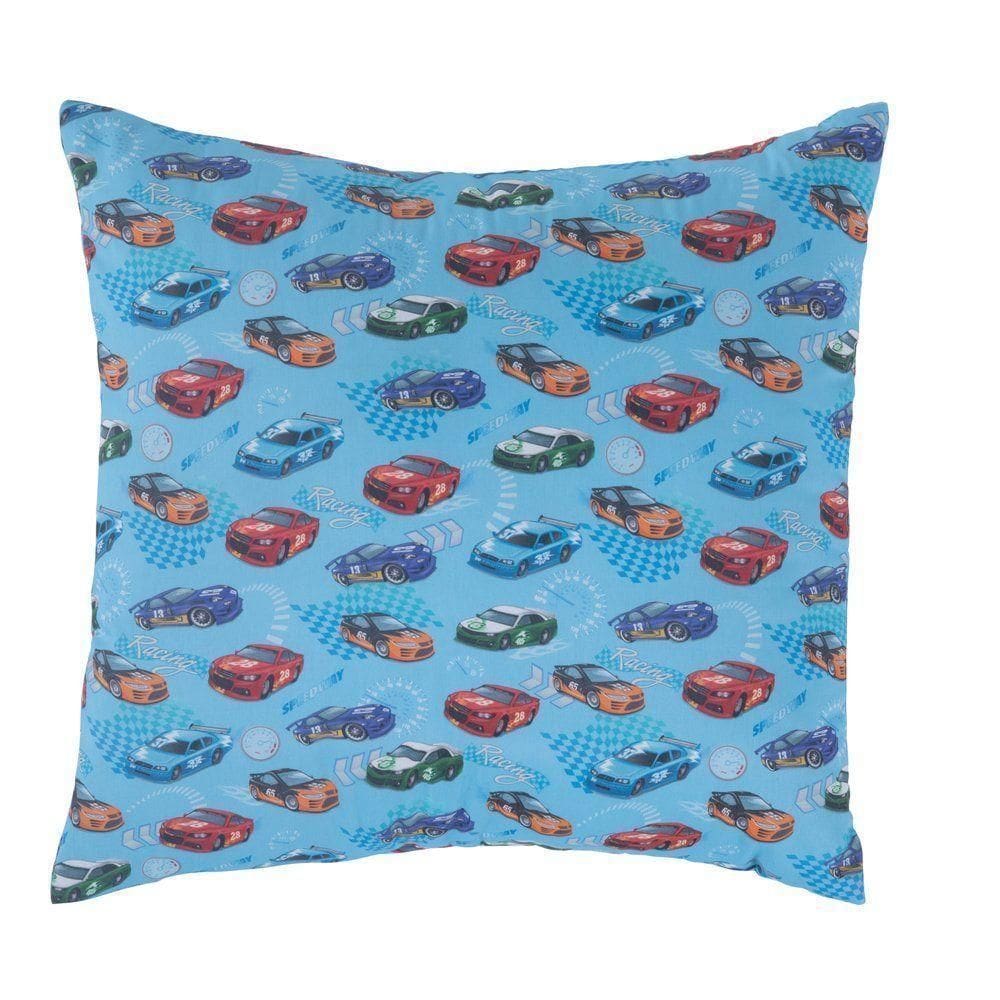 Capa De Almofada Decorativa Speed Car 1 Peça 100% Algodão - Turquesa
