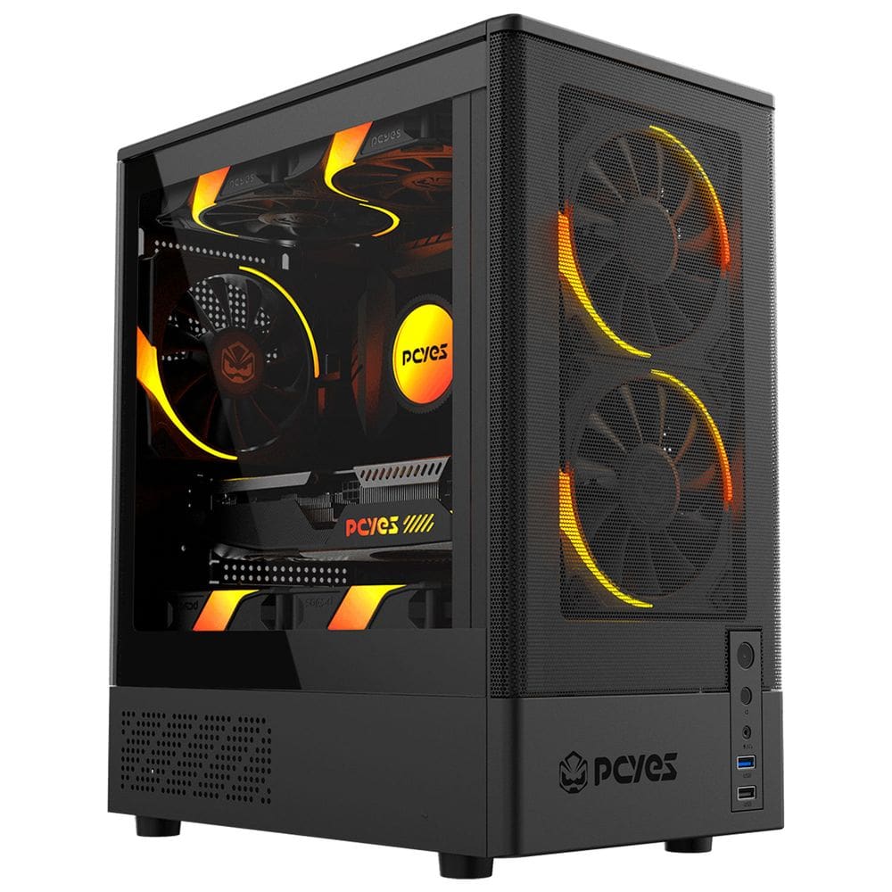 Gabinete Gamer Pcyes Kauri Black Vulcan, Lateral em Vidro Temperado, USB 3.0, Micro ATX, Preto - GKRIBV