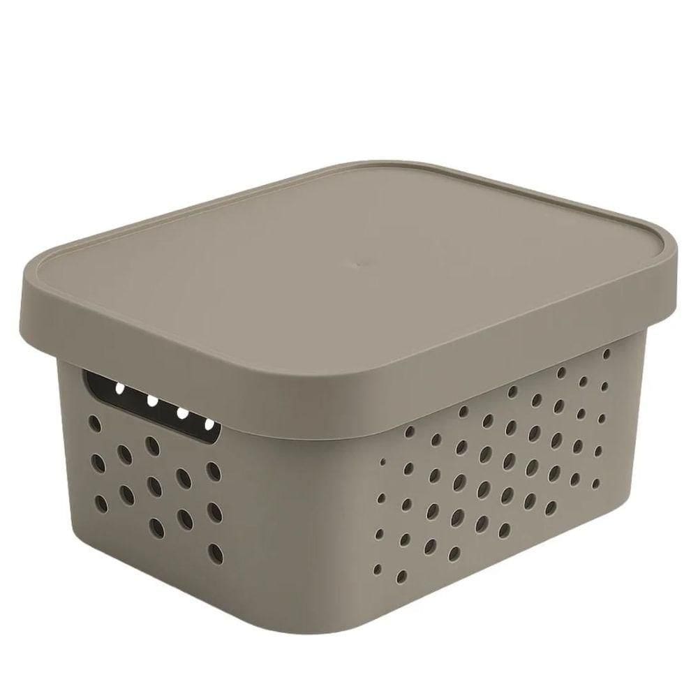 Cesto Organizador com Tampa 2,6L Cinza 239 - Mixxnova