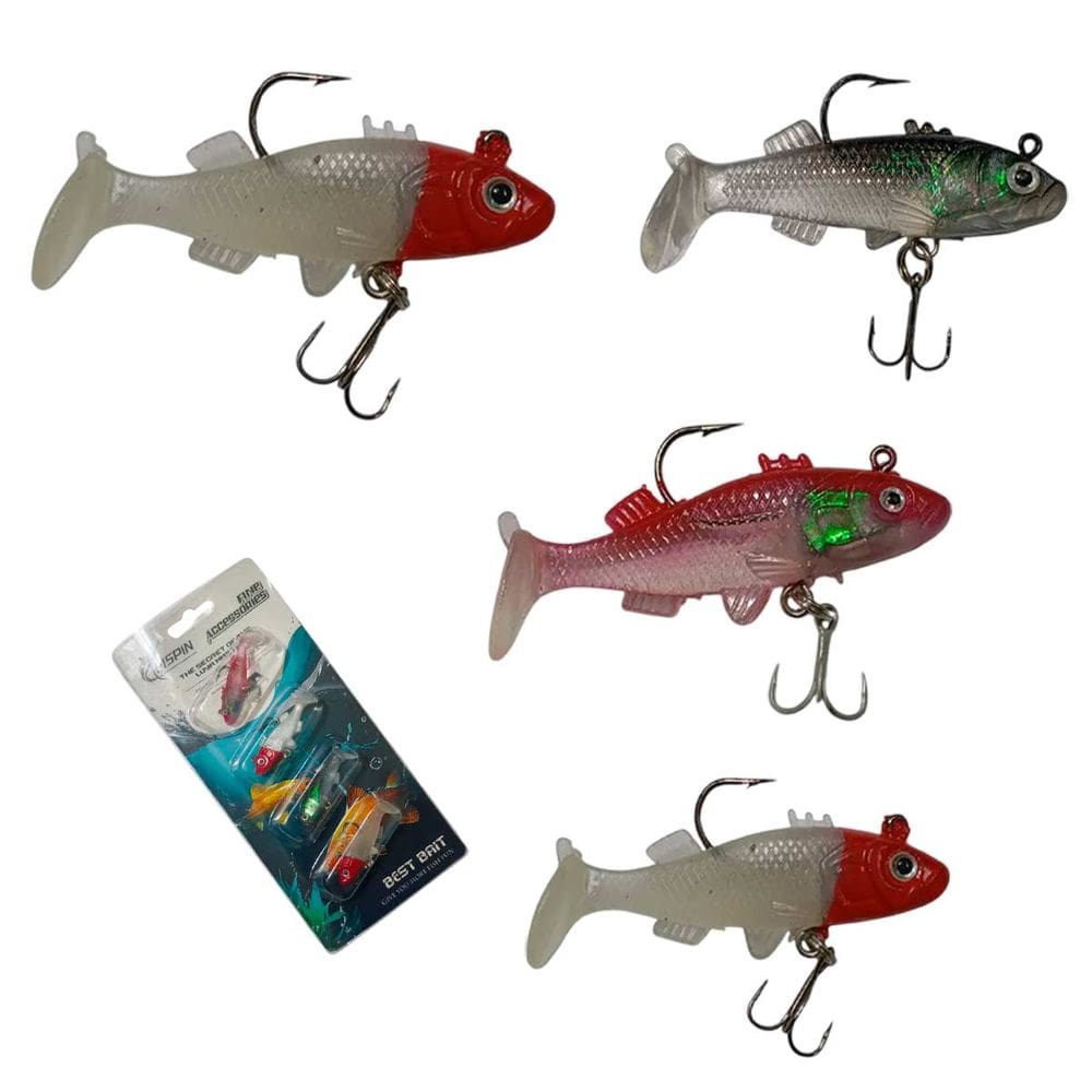 Isca Artificial 4 Peixes Pesca Soft Shad Captura Pescaria Esportiva Tucunare  Lambari Tainha Robalo Mar Rio Lago