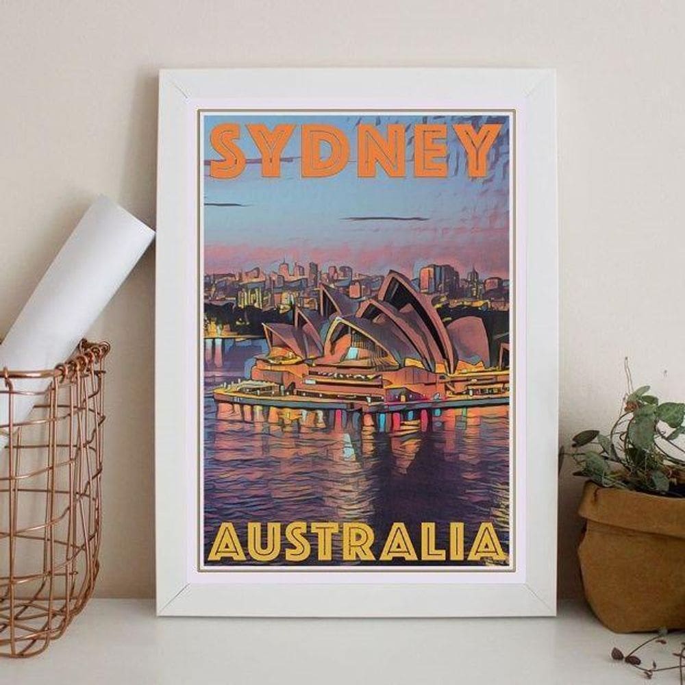 Quadro Decorativo Sydney - Austrália 45X34Cm - Com Vidro