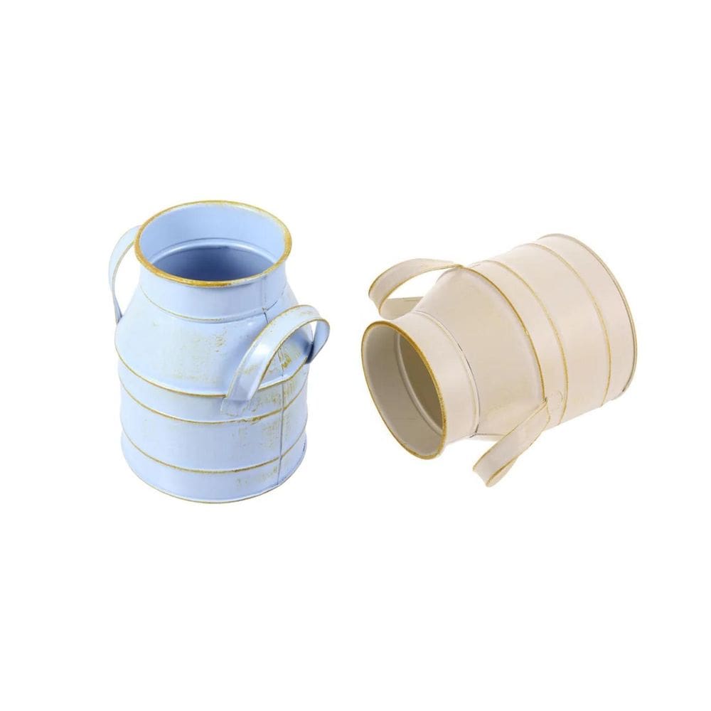 Kit 2 Vaso Decorativo De Flores De Ânfora De Ferro Leiteira