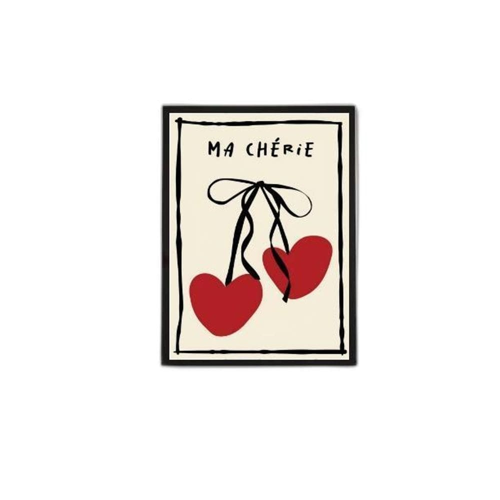 Quadro Má Cherie Cereja Corações 45X34Cm