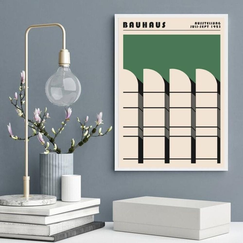 Quadro Poster Bauhaus Green Architectural 45X34Cm
