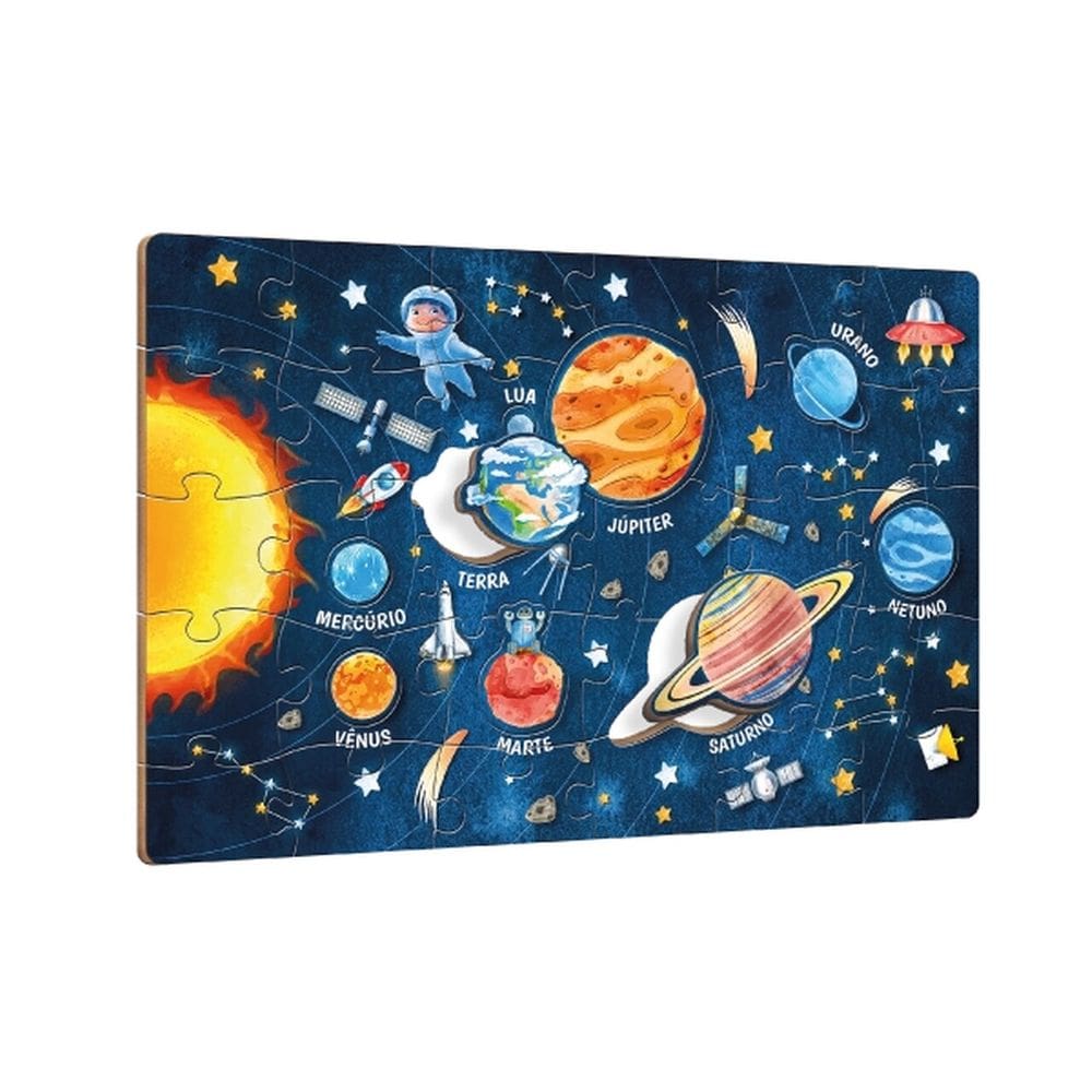 Quebra Cabeça Em Madeira Viagem Ao Espaço 38 Peças - Pais e Filhos 792486