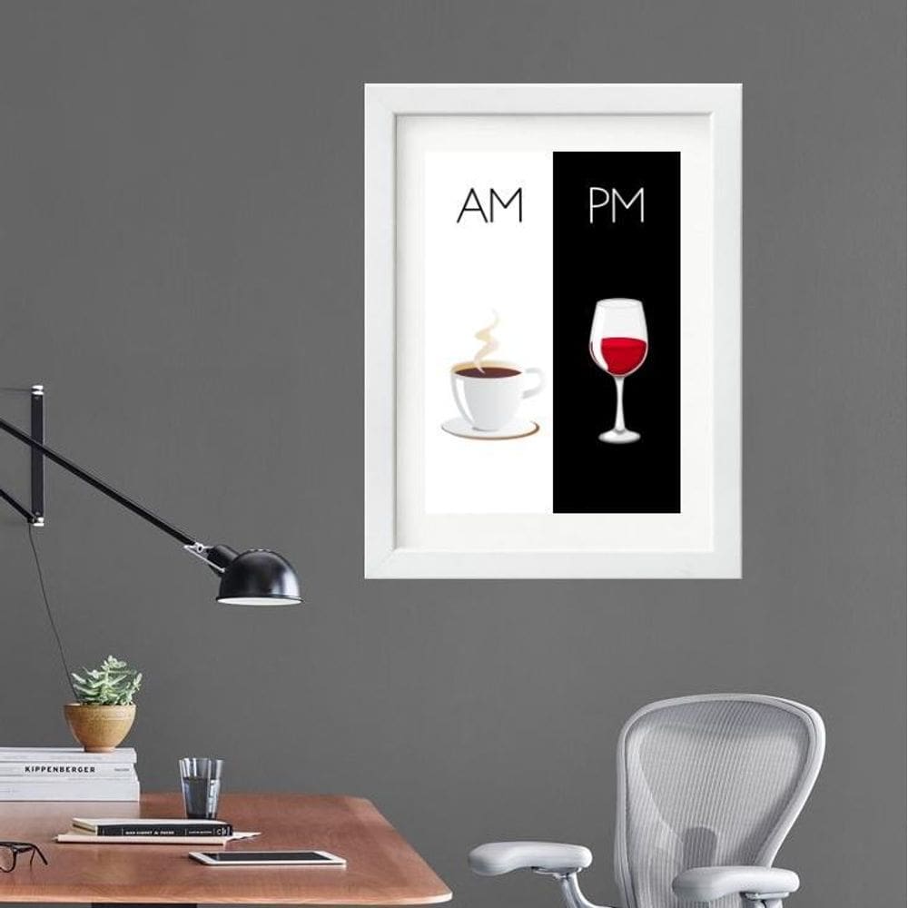 Quadro Café Vinho Am Pm - 60X48Cm