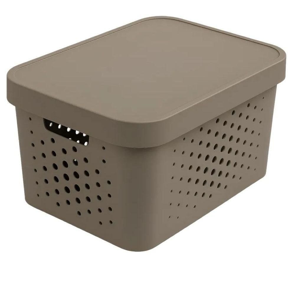 Cesto Organizador com Tampa 17L Cinza 121 - Mixxnova