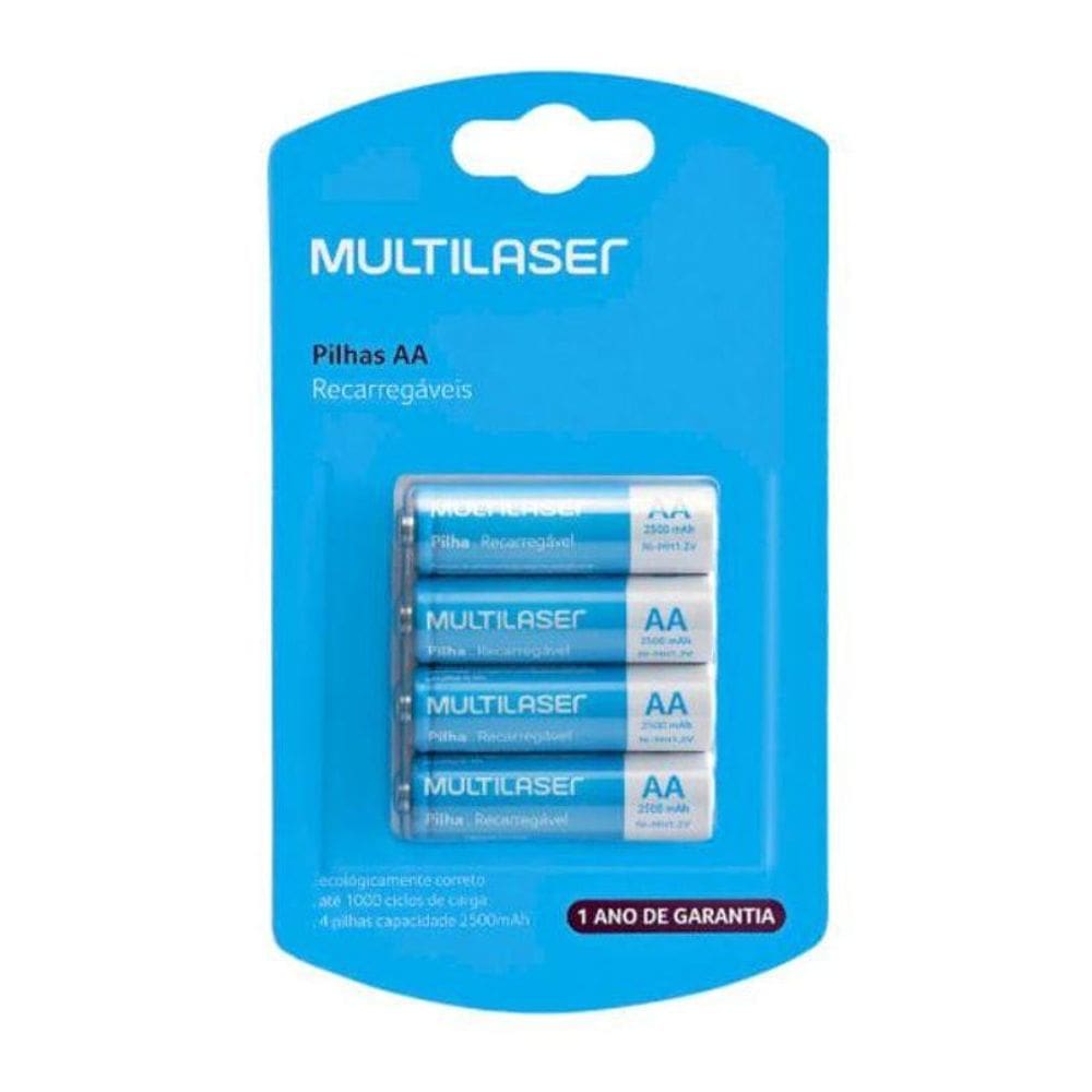 Pilhas Recarregáveis AA 2500mAh com 4 Unidades CB052 Multilaser