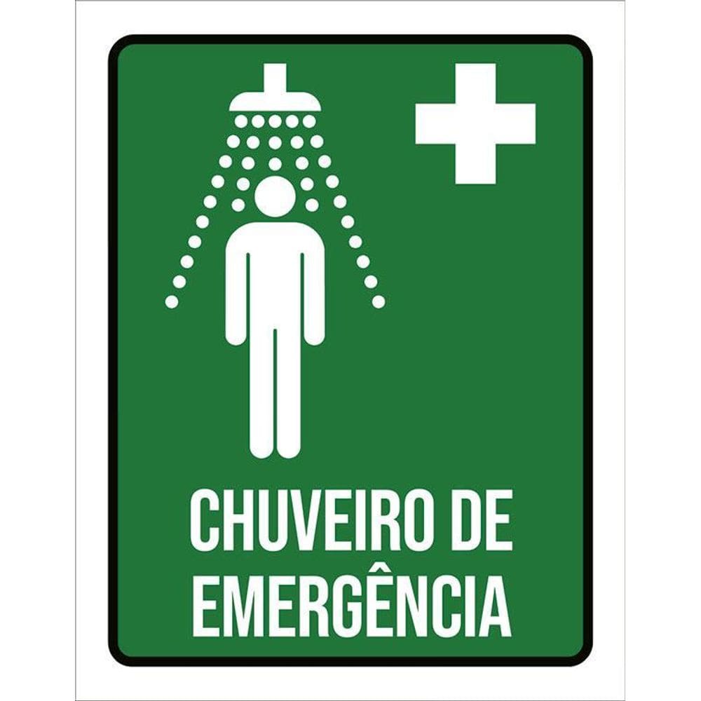 Kit 3 Placas Sinalização Ambiente Chuveiro Emergência