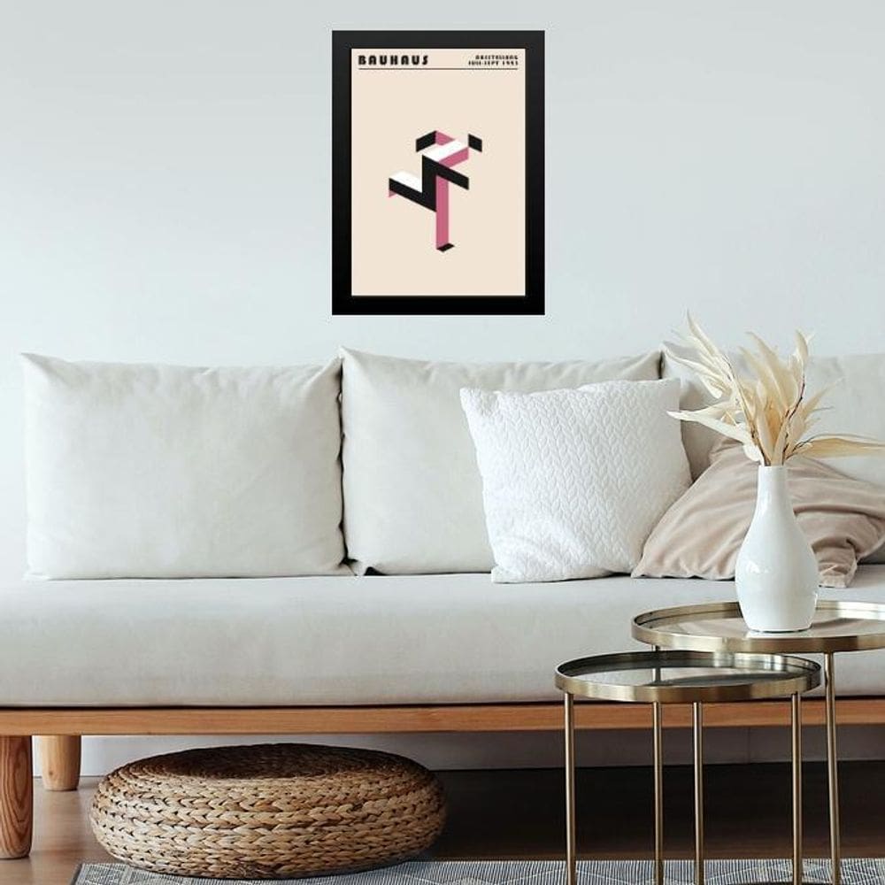Quadro Bauhaus Pink Poster - Running Man 33X24Cm - Com Vidro