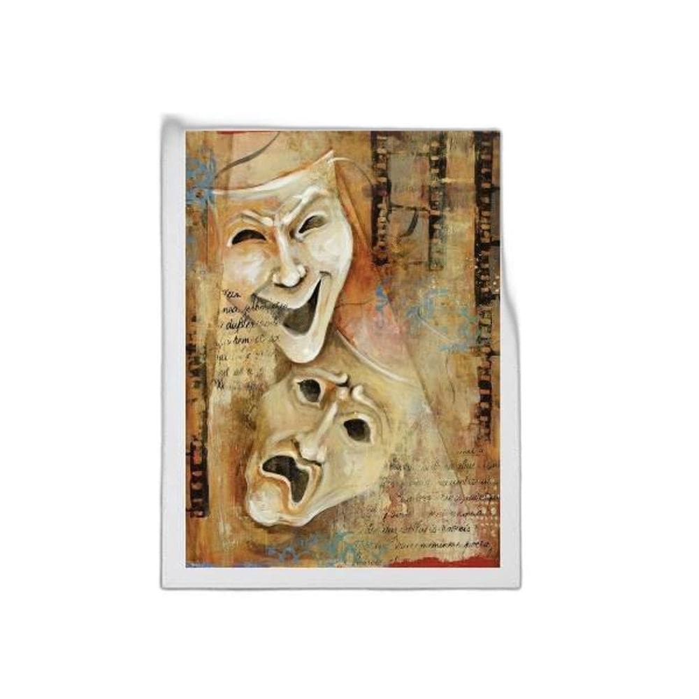 Quadro Máscaras Símbolo Teatro 45X34Cm Moldura Branca