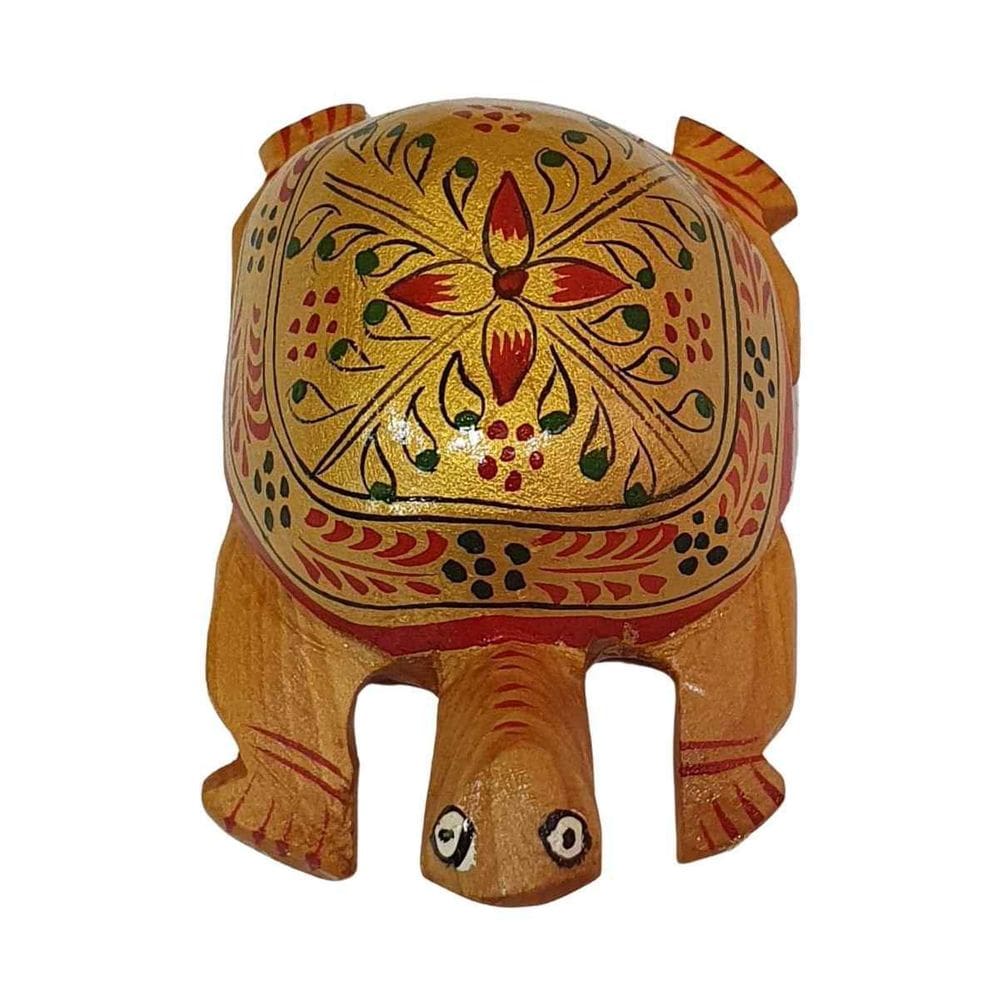 Mini Tartaruga Pintada De Madeira Suar  Modelo 3  8Cm