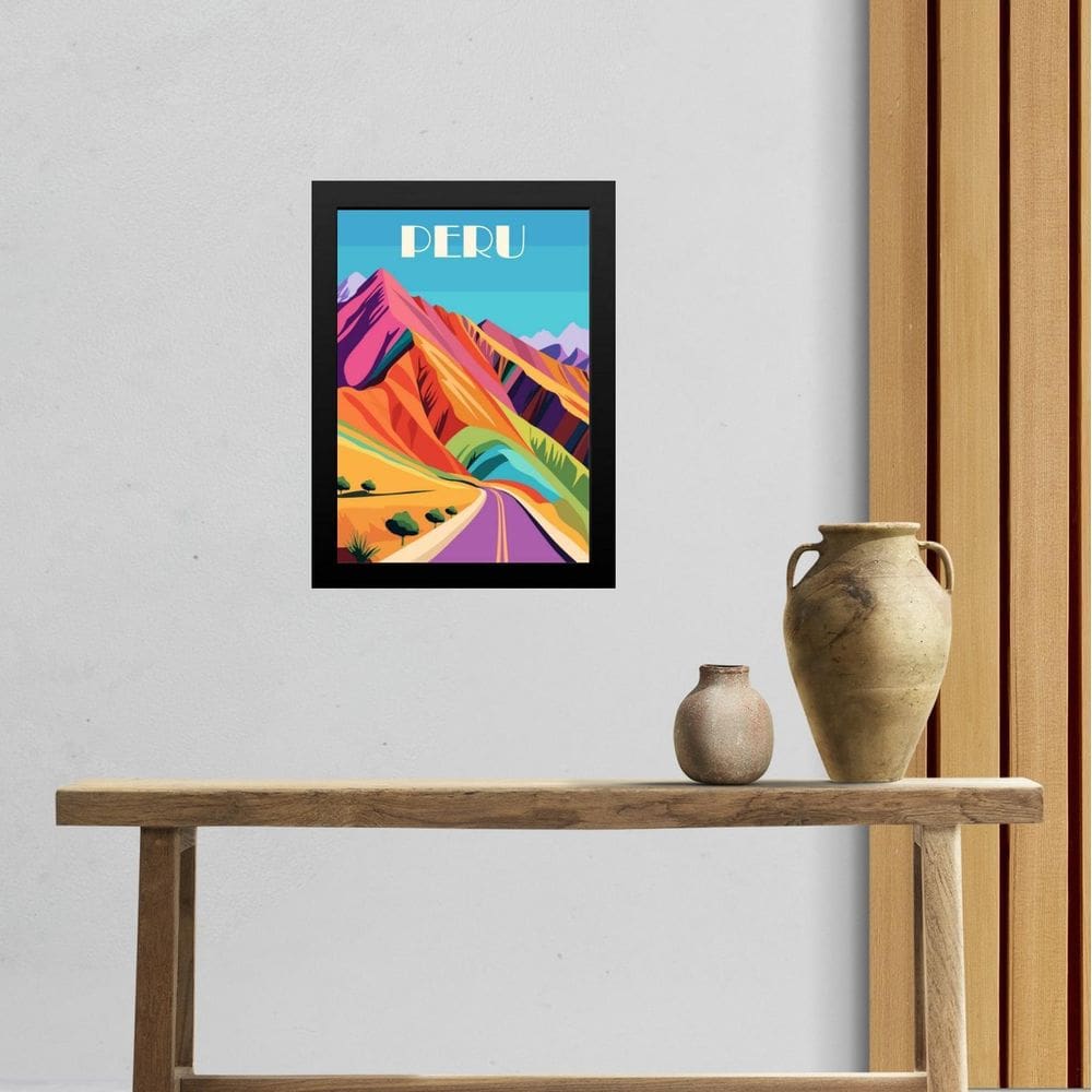 Quadro Decorativo Peru Travel Poster 45X34Cm - Com Vidro