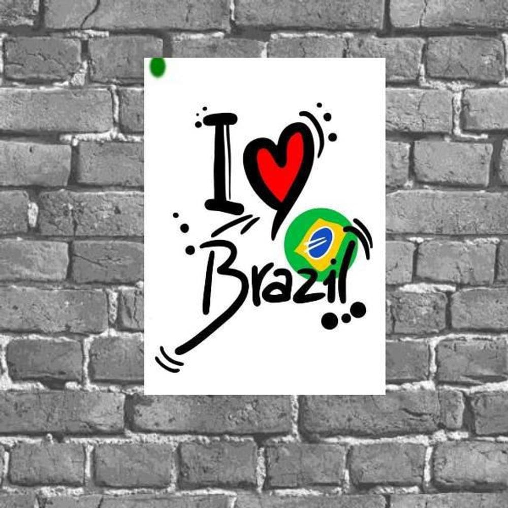 Placa Decorativa I Love Brasil 18X27Cm