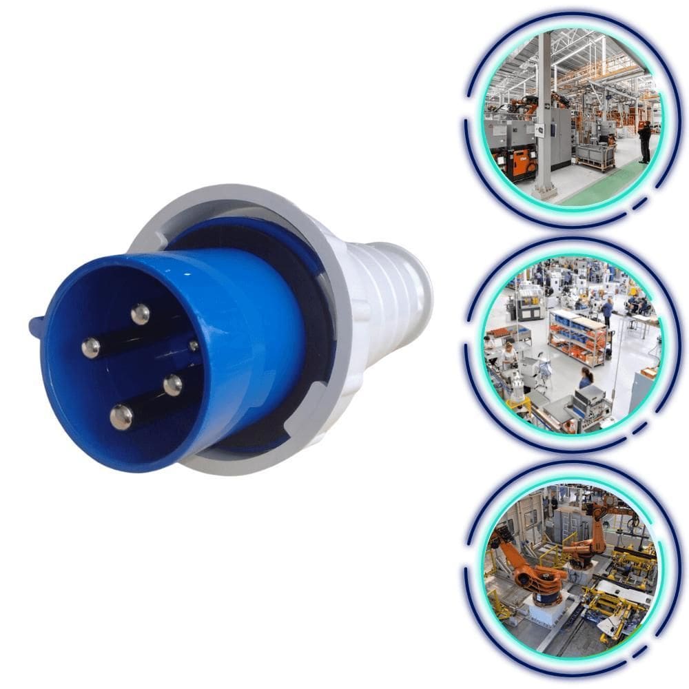 Plugue Azul 3 P + T 63A 220/250V 9H Ip67