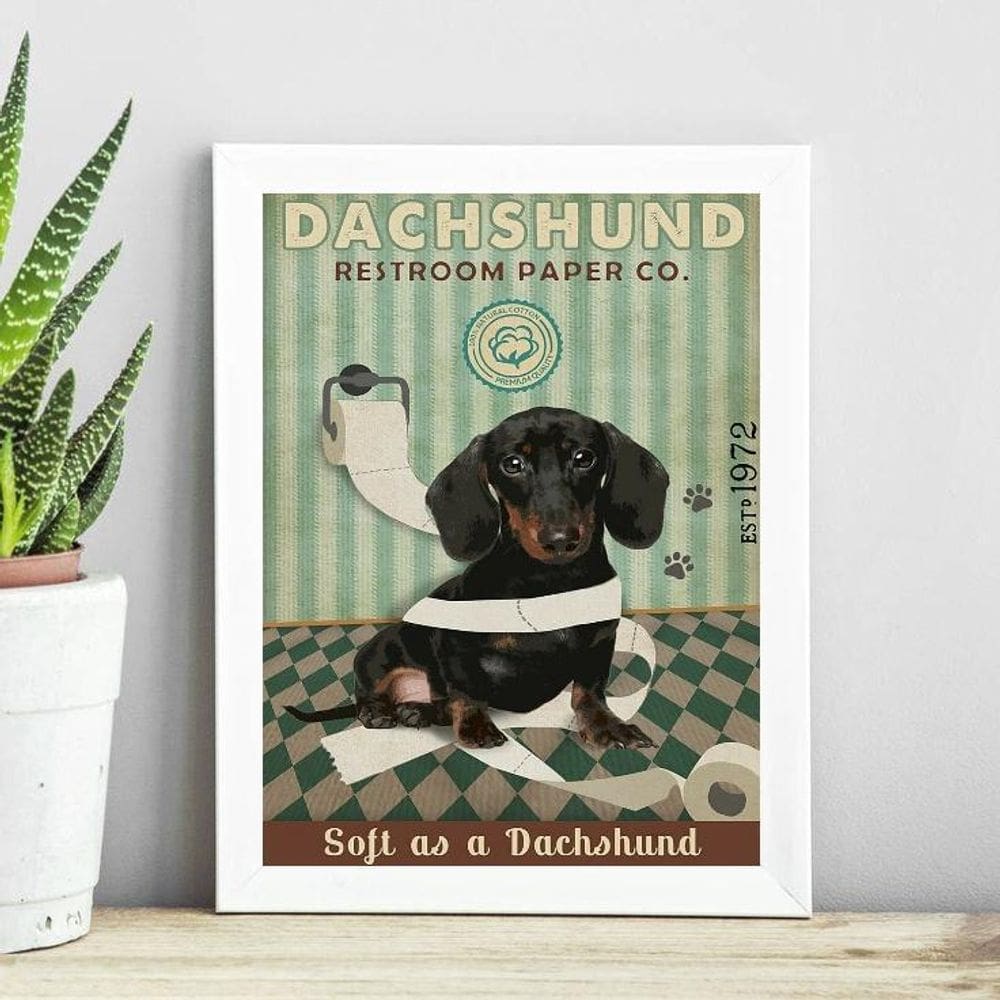 Quadro Decorativo Banheiro Dachshund 33X24Cm