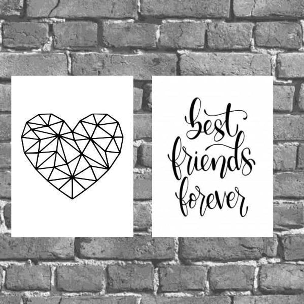 Kit 2 Placas Best Friends Forever 18X27Cm