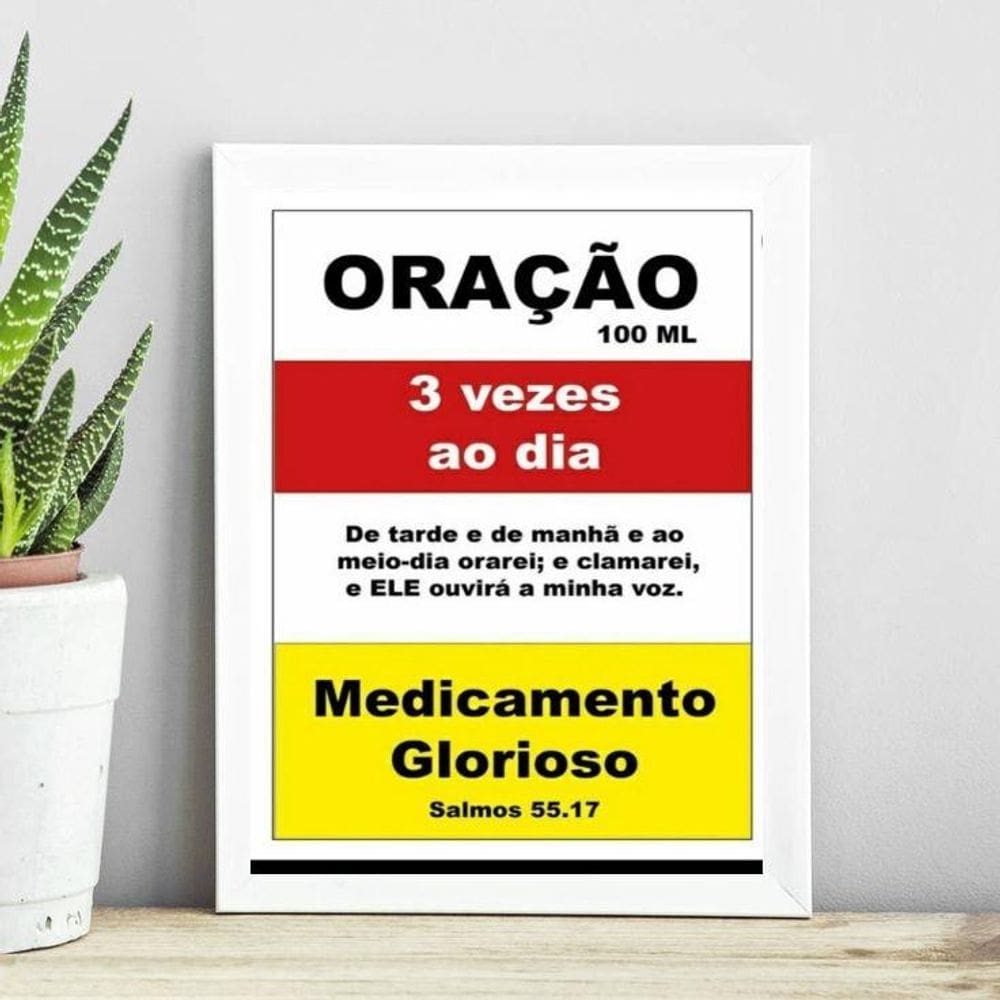 Quadro Cristão - Remédio Oração 24X18Cm - Com Vidro