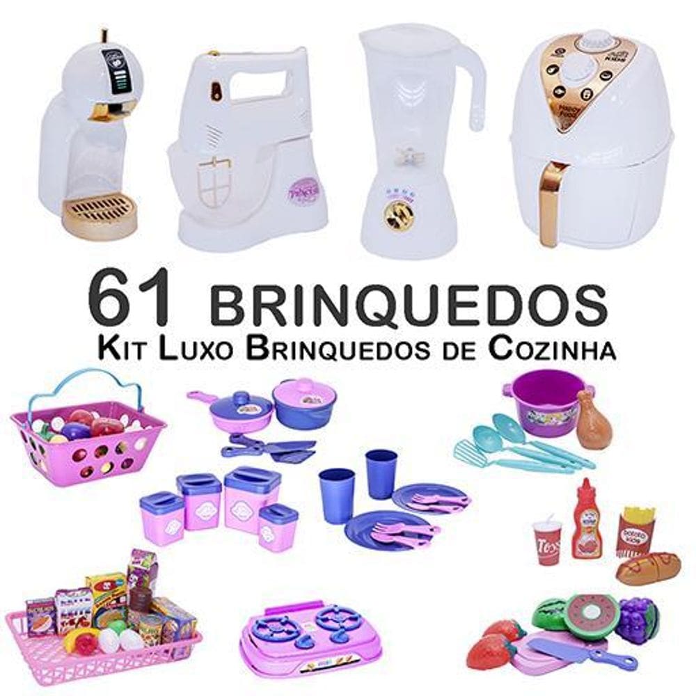 Kit Infantil Prato Copo Potes Mercado Cafeteira Panela 61P