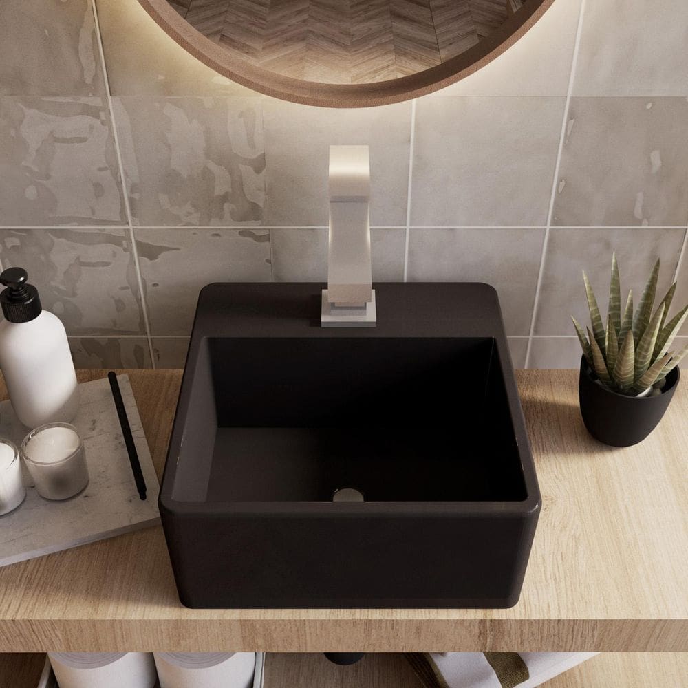 Cuba Pia Para Banheiro De Apoio Lavabo 32X30Cm Palermo Preto