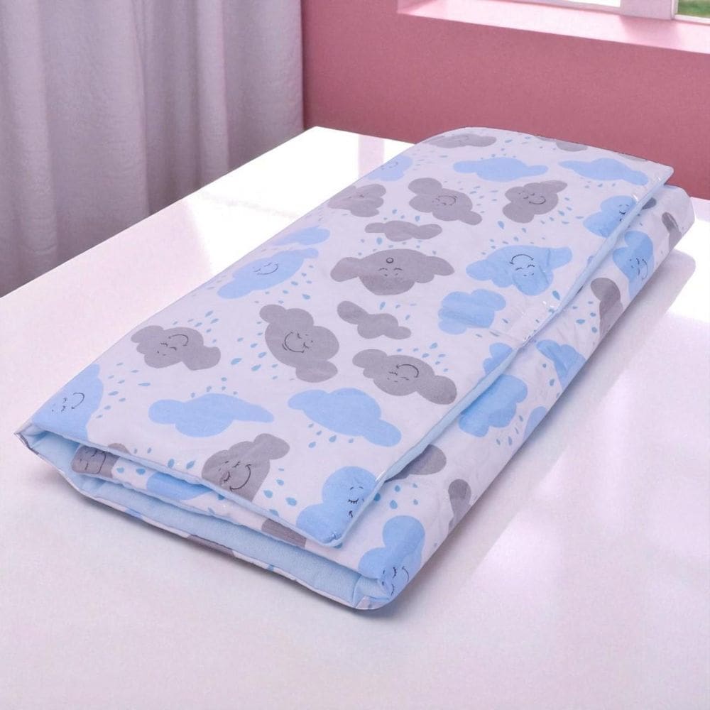 Trocador Portátil Fraldas Impermeável Para Bebê Nuvem Azul