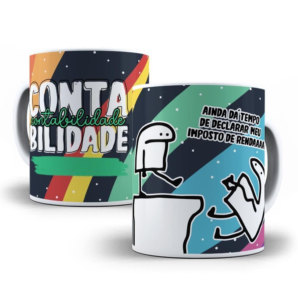 Canecas Flork Profissões Contabilidade + Chaveiro Presente